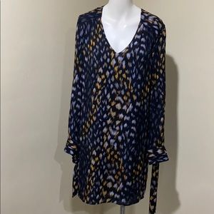 Equipment Bree Tie Sleeve Black silk dress, XS